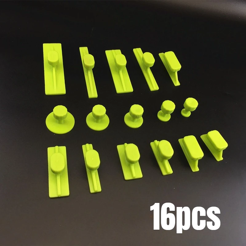 16pcs Paintless Car Body Dent Removal Pulling Tabs Compatible With T Slide Hammer Metal Surface Automobile Dent Repair Tools