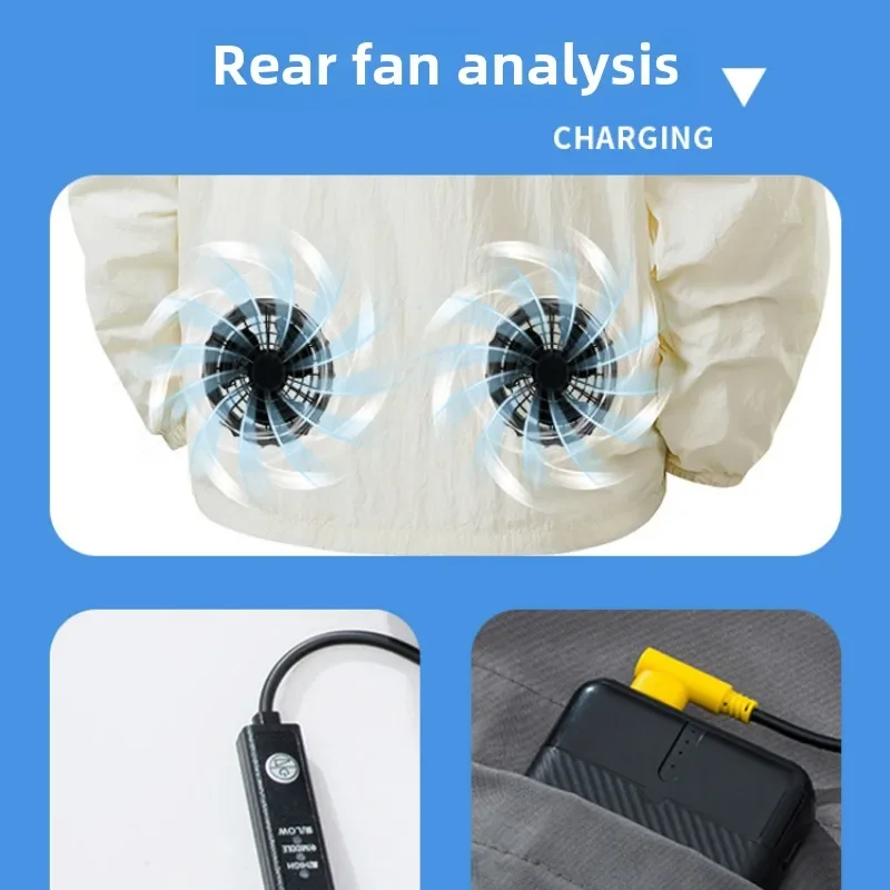 2025 New Fan Ice Sunscreen Clothes Men's Summer Cooling Air Conditioning Coat High Temperature Fishing Refrigeration Work Jacket