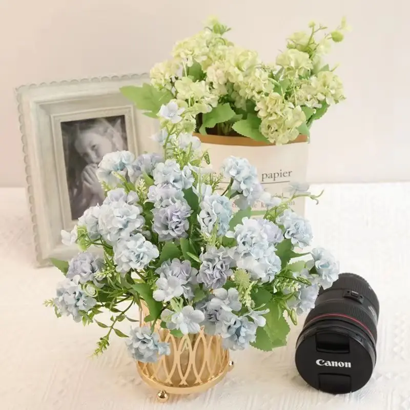 Künstliche lila Hortensie Home Room Bouquet Vase Dekoration Outdoor Garten Party Braut Valentinstag Hochzeit DIY Foto Requisiten