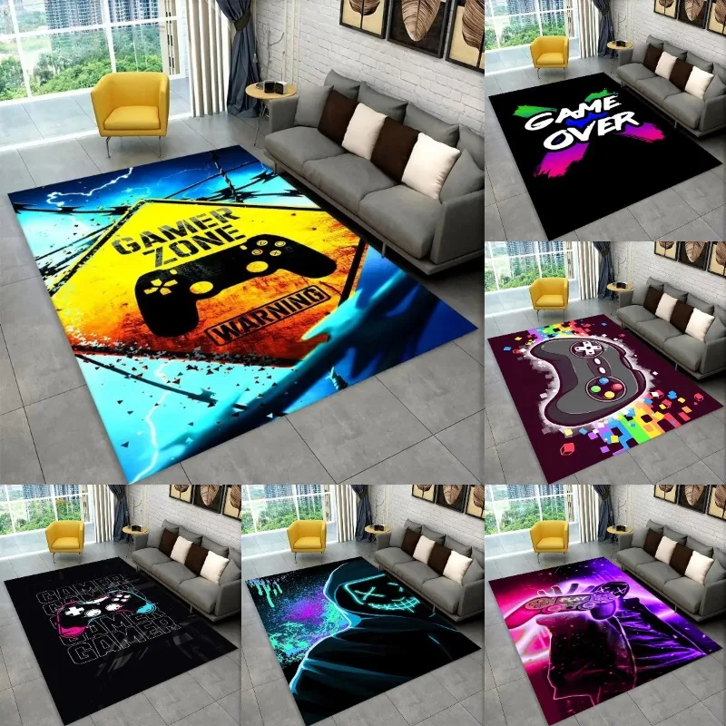 3D Cartoon Game Gamer Gamepad Area Rug Large,Carpet Rug for Living Room Kids Bedroom Sofa Doormat Decor,Child Non-slip Floor Mat