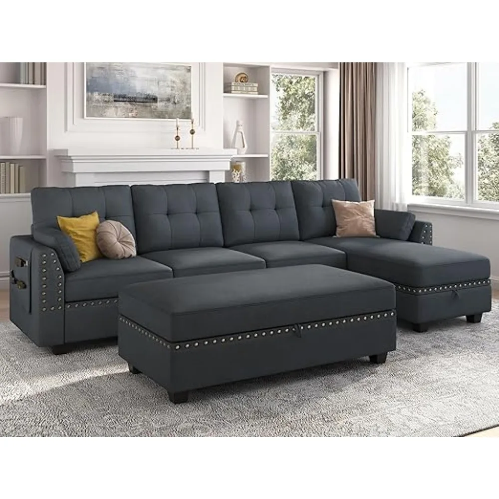 

Living Room Sofas,Convertible Sectional Sofa Set L Shaped Couch with Storage Ottoman Reversible Sofa ,Livings Rooms Sofas Sets