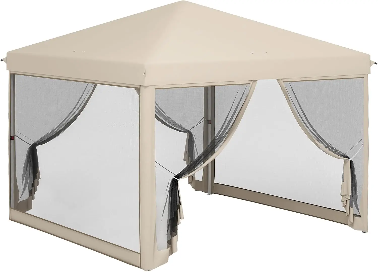 10x10 ft Pop Up Canopy Tent with Netting, Instant Outdoor Screen House w/ 210D Oxford fabric, Height Adjustable Gazebo w/ Carrying Bag for Patio
