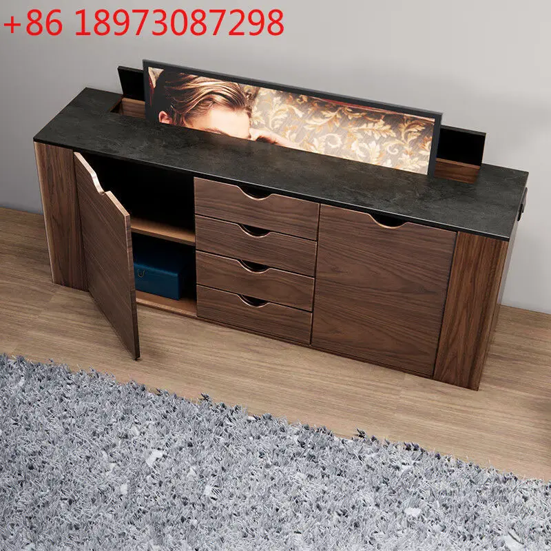 

Скрытый интеллектуальный подъемный шкаф, встроенный пульт дистанционного управления, электрический открывающийся шкаф для телевизора из цельного дерева