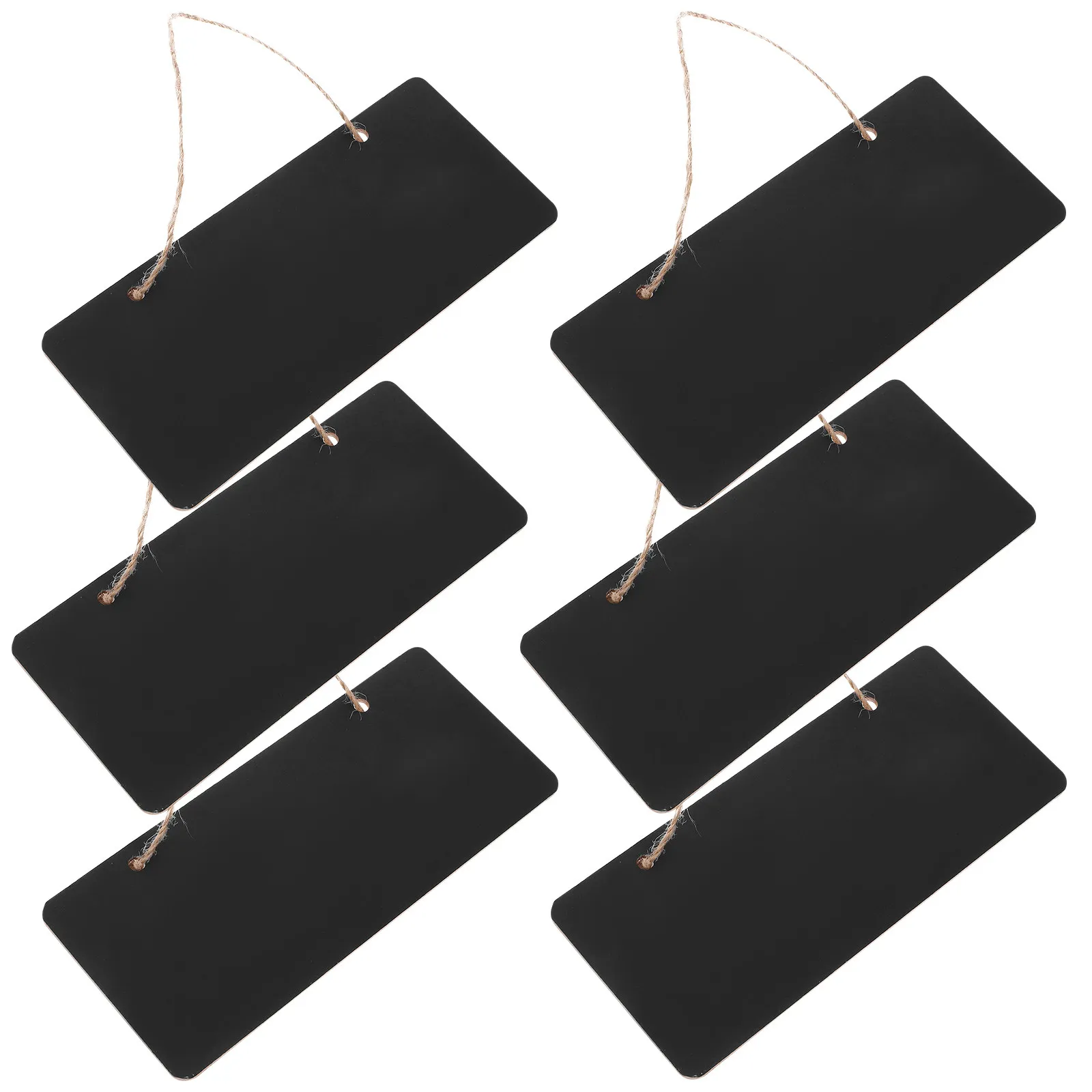 6Pcs Hanging Writing Board Chalkboard Pendant Wooden Message Board Reusable Erasable Hanging Blackboard for Coffee Shop Meeting