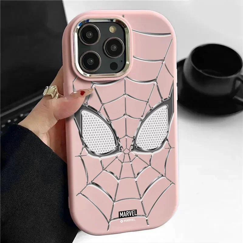 Marvel Spider Man Plain Multistep Phone Case for iPhone 15 Pro Max 14 13 12 11 Pro Max XR XS X 7 8 15 Plus SE2 Soft Cover Etui