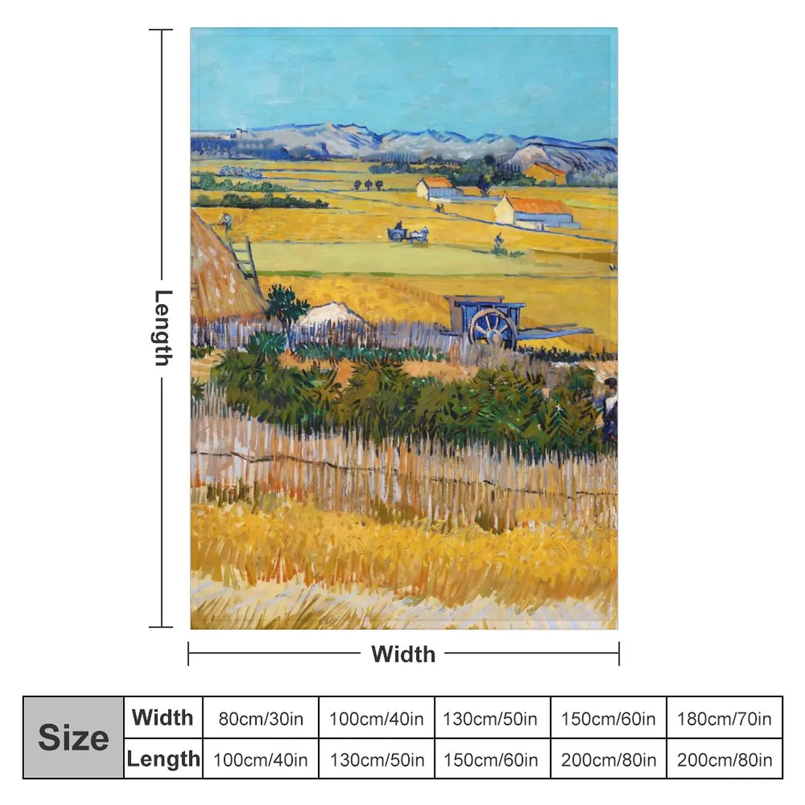 Van Gogh Warm Soft Blanket Harvest at La Crau Picnic Throw Blanket Winter Novelty Design Flannel Bedspread Sofa Bed Cover