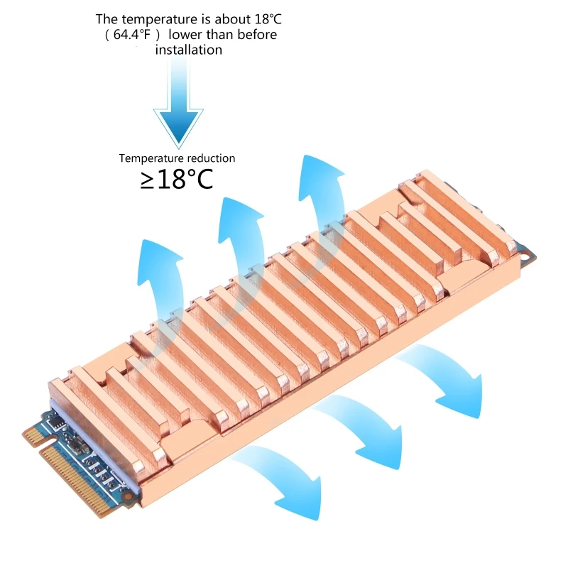 Heatsink Cooler Heat Sink Thermal Conductive Adhesive for M.2 NGFF 2280 PCI-E NVME SSD Thick 8mm for