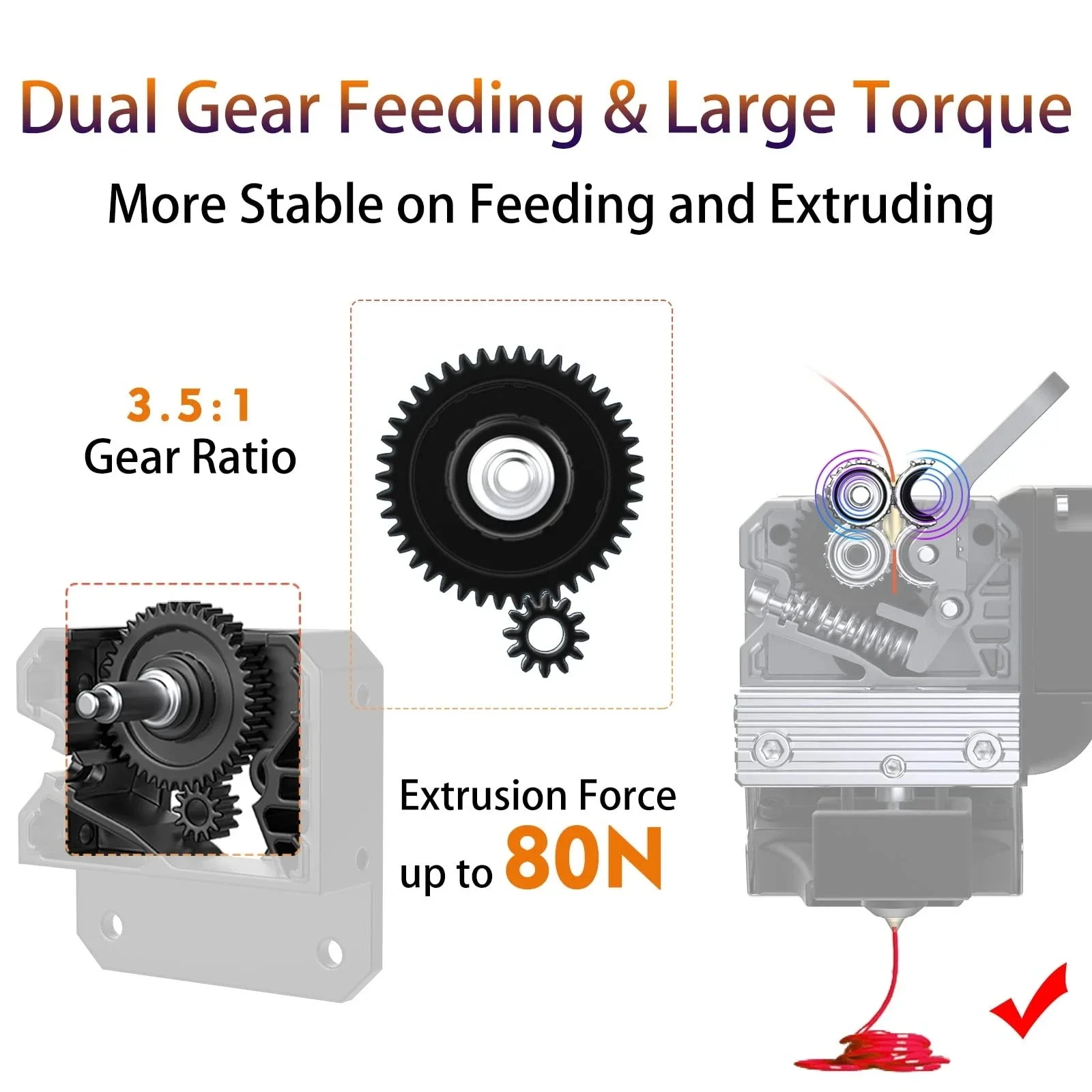 CREALITY Sprite Extruder Pro Kit Metal Dual 3.5:1 Gear Feeding Design 3D Printer Upgrade Parts for Ender-3 S1 CR-10 Smart Pro