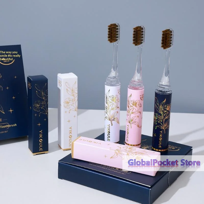 [TG823]Luxury Lipstick Style Soft Hair Folding Toothbrush Portable Detachable Cleaning Teeth For Travel Ultra Soft Oral Care