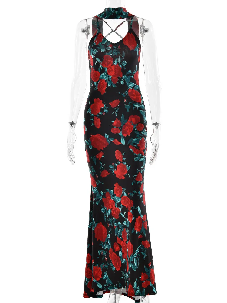 Imprimé fleuri Bal V-Ne Dr Strapl H-ape tissu Polyester décontracté Non élastique taille haute saison de printemps Dr