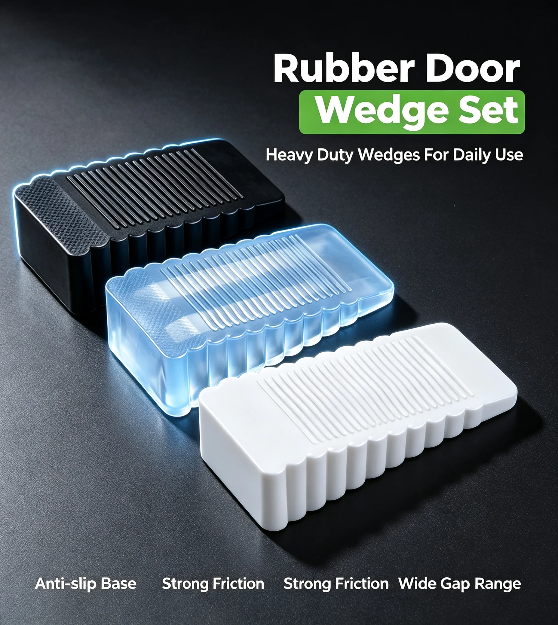 Safety Impact Proof Door Retainer Block No-Drill Silicone Rubber Wedge Stopper for Household, Study & Office Door Fittings