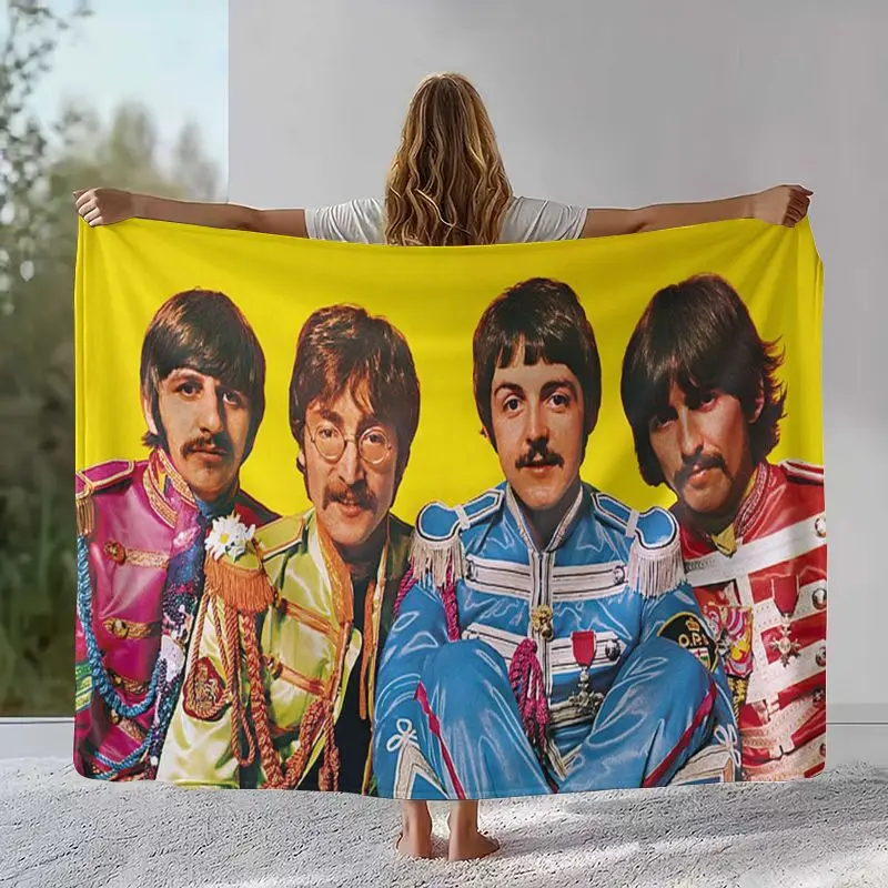 Fab Four The B-Beatles Abbey Road Rock Band Flannel Throw Blanket,Cozy Warm Blanket for Bed,Sofa,Living Room,Picnic,Home Decor