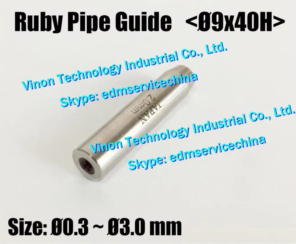 Electrode Tube Ruby Guide Ø0.3-Ø3.0mm (D9x40H) Stainless Steel Case+Ruby Insert.edm Drill Pipe Guide for Small Hole EDM Machine