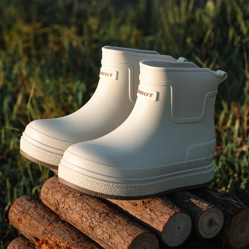 New Men Short Rain Boots Urban Water Boots Non-slip Wear-resistant Wading Boots Men's Trendy Lightweight Waterproof Rubber Shoes