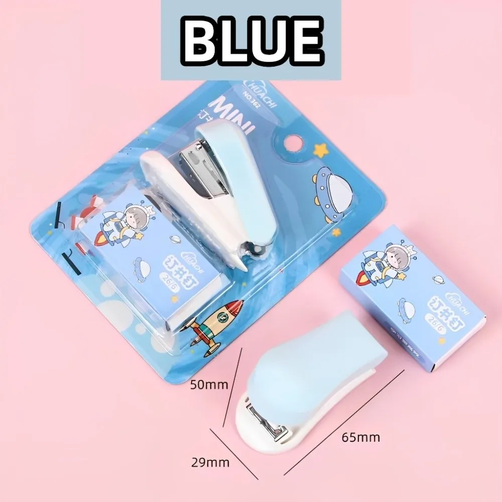 Cartoon Design Mini Stapler Macaron Color Small Size Bookbinding Machine with Staples Convenient Test Paper Stapler