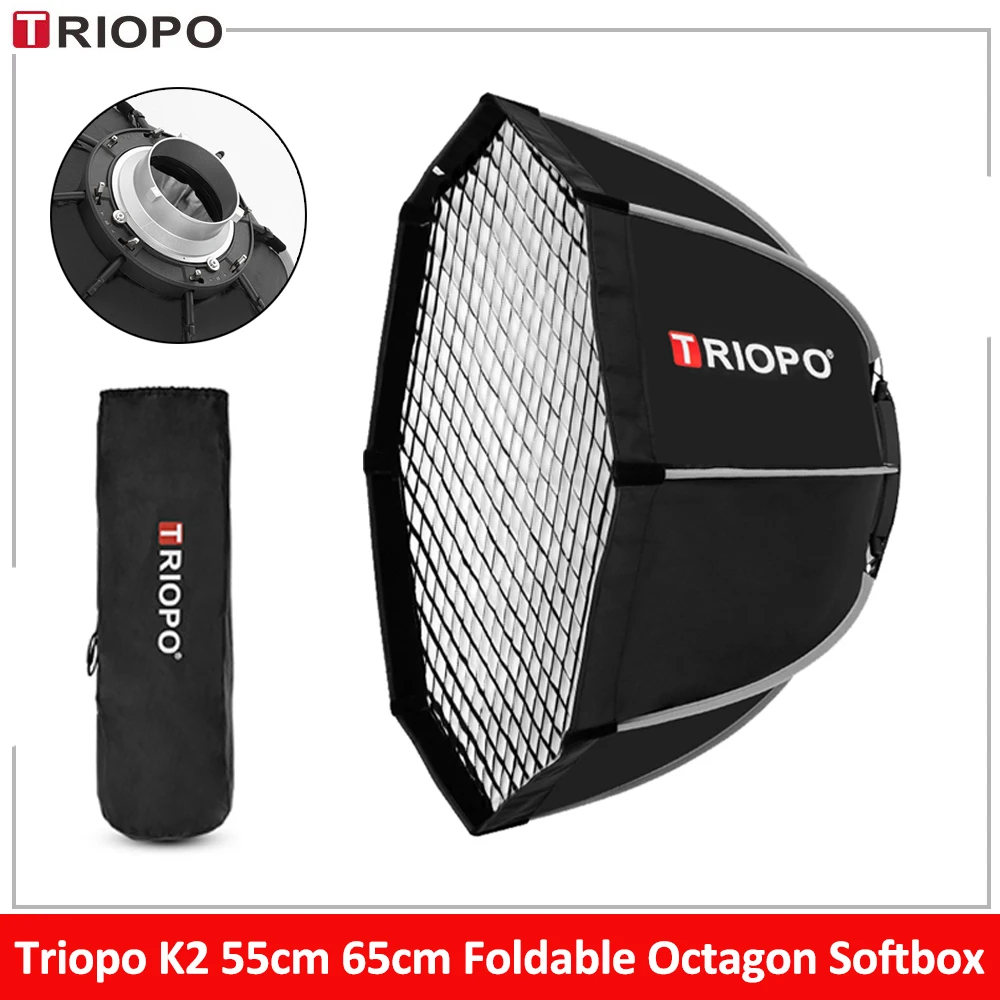 

Triopo K2 55cm 65cm Softbox Bowens Mount Foldable Octagon Umbrella Softbox + Honeycomb Grid for Sokani Godox Aputure Video Light