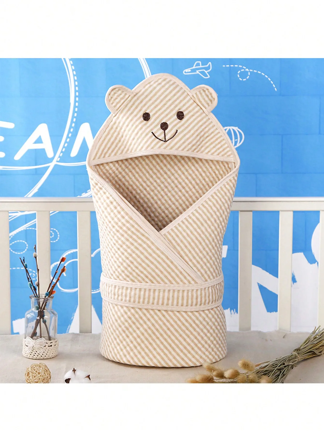 New Cute bear Newborn baby cuddle swaddling cloth baby blanket wrap cloth suitable for spring, summer and autumn