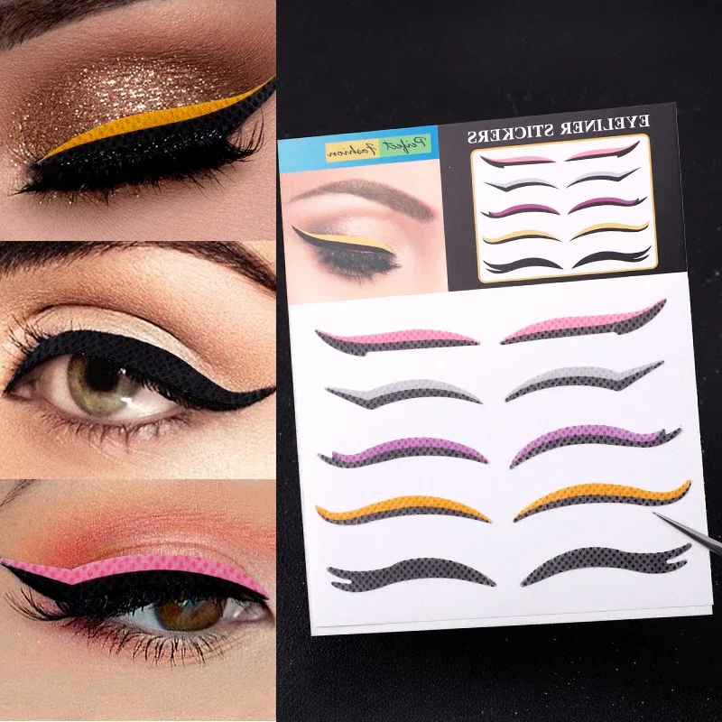 5Pair Glitter Double Eyelid Line Stickers Eyeliner Sticker Set Reusable Festival Eye Makeup Self-adhesive Sticker New Waterproof