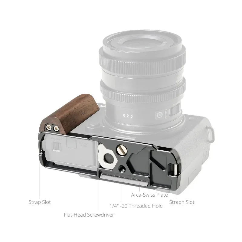 SmallRig 5945 S9 L-Shaped Mount Plate with Wooden Handle for Panasonic S9, with Arca-Swiss Quick Release Plate for Tripods
