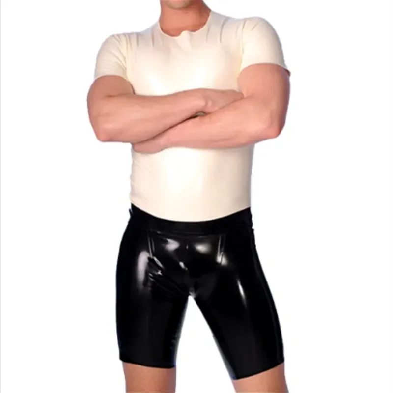 Latex Natural Rubber Sexy Medium Uniform Wetlook Black Pants White Tops  Catsuit Unisex  Customize XS-XXL