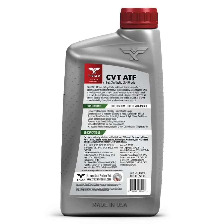 Универсальная трансмиссионная жидкость CVT ATF OEM класса — нескользящая трансмиссионная жидкость CVT — Surpasses All OEM Specs (пакет 6 литров)