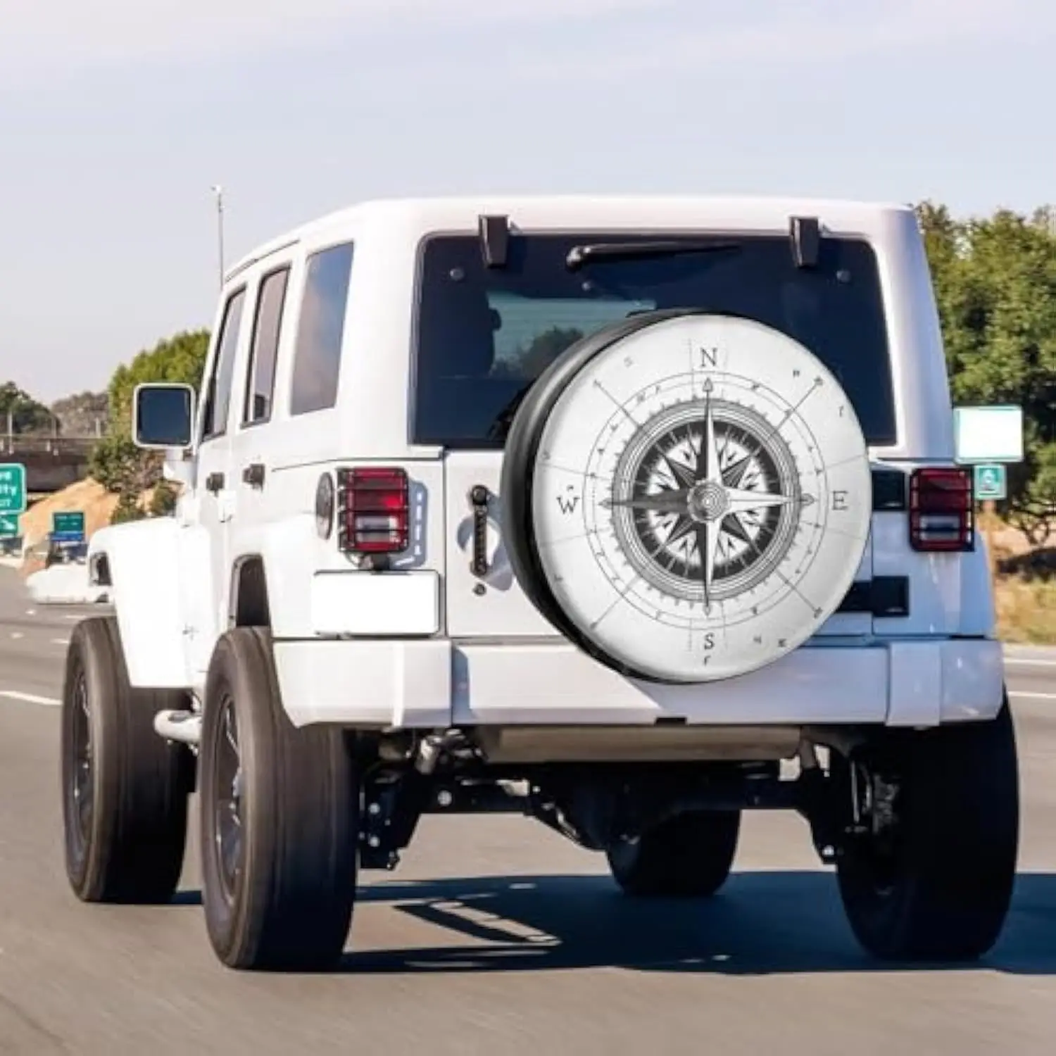 غطاء إطار احتياطي بوصلة Wind Rose، واقي عجلة من جلد البولي يوريثان المتين لمقطورة تخييم شاحنة RV SUV #3