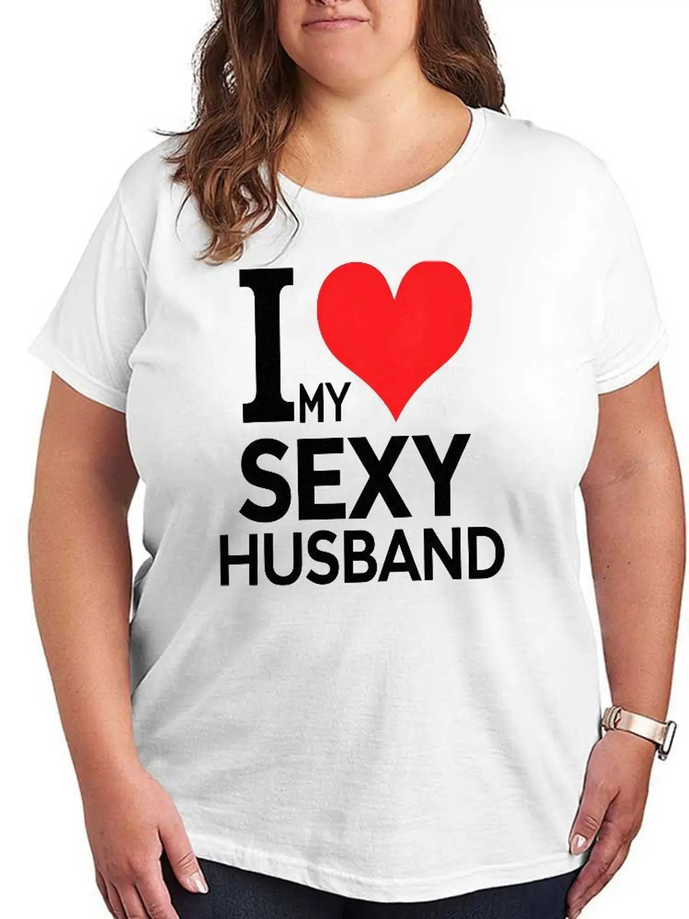 I Love My Sexy Husband Graphic T Shirt Women Fashion Casual Stretchy Tee Short Sleeve Plus Size Oversized Funny Letter Print Cotton Soft Tops