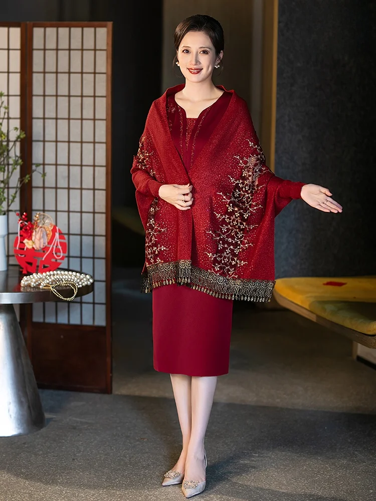 

Вязаное платье Ele с кружевным дизайном и рукавами для свадебного банкета, модное, с кружевной отделкой