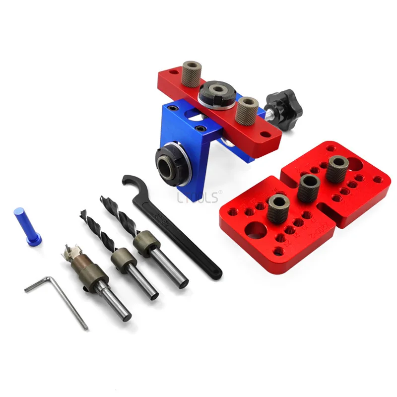 

Dowelling Jig 3 in1 Woodworking Hole Puncher Locator Kit Drill Vertical Guide Set Aluminum Alloy Carpentry Woodworking DIY Tools