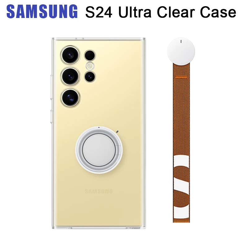 

Original For Samsung Galaxy S24 Ultra Clear Gadget Case S24Ultra Bracket Stand wrist strap Cover, EF-XS928