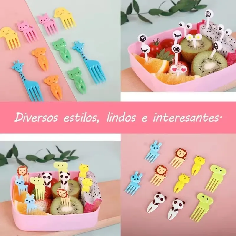 10-80PCS Reusable Cartoon Animal Fruit Forks, Kids Food Picks for Bento Box & Party, Random Color