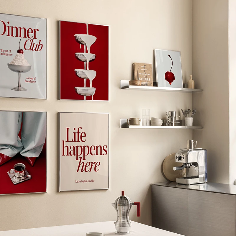 Red High Heels Cherry Decorative Print Wall Painting Quote Poster Art Canvas Painting Modern Living Room Picture Bed Bar Hallway
