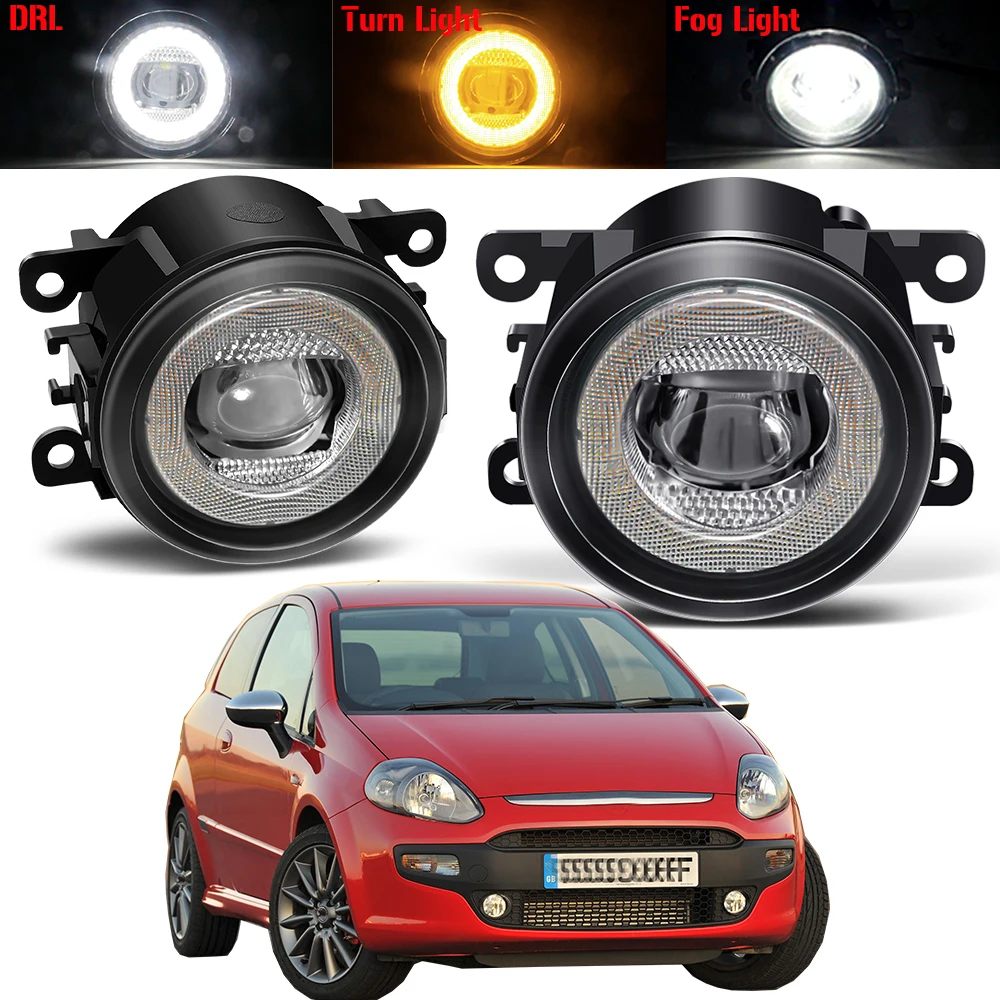 2 X 30W Car Angel Eye Fog Light Assembly For Fiat Punto Evo 2009 2010 2011 2012 LED Fog Turn Signal Daytime Running Lamp DRL 12V