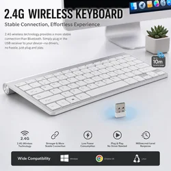 Slim Mini USB Wireless Keyboard Small Computer Wireless Keyboards Compact External Keyboard for Laptop Tablet Windows Desktop PC
