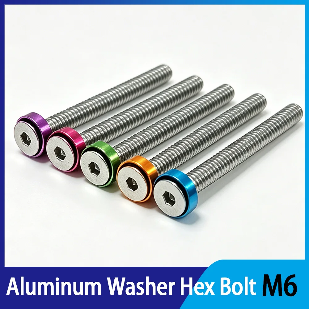 M6 Aluminium Alloy Colorful Washer Countersunk Gasket Hex Screw Set Anodized Aluminum Spacers Stainless Steel Bolt Kit