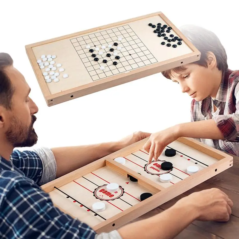 Sling Puck Game Wooden Table Hockey Winner Games Football Winner Games Table Fast Sling Puck Board Game Toys For Children