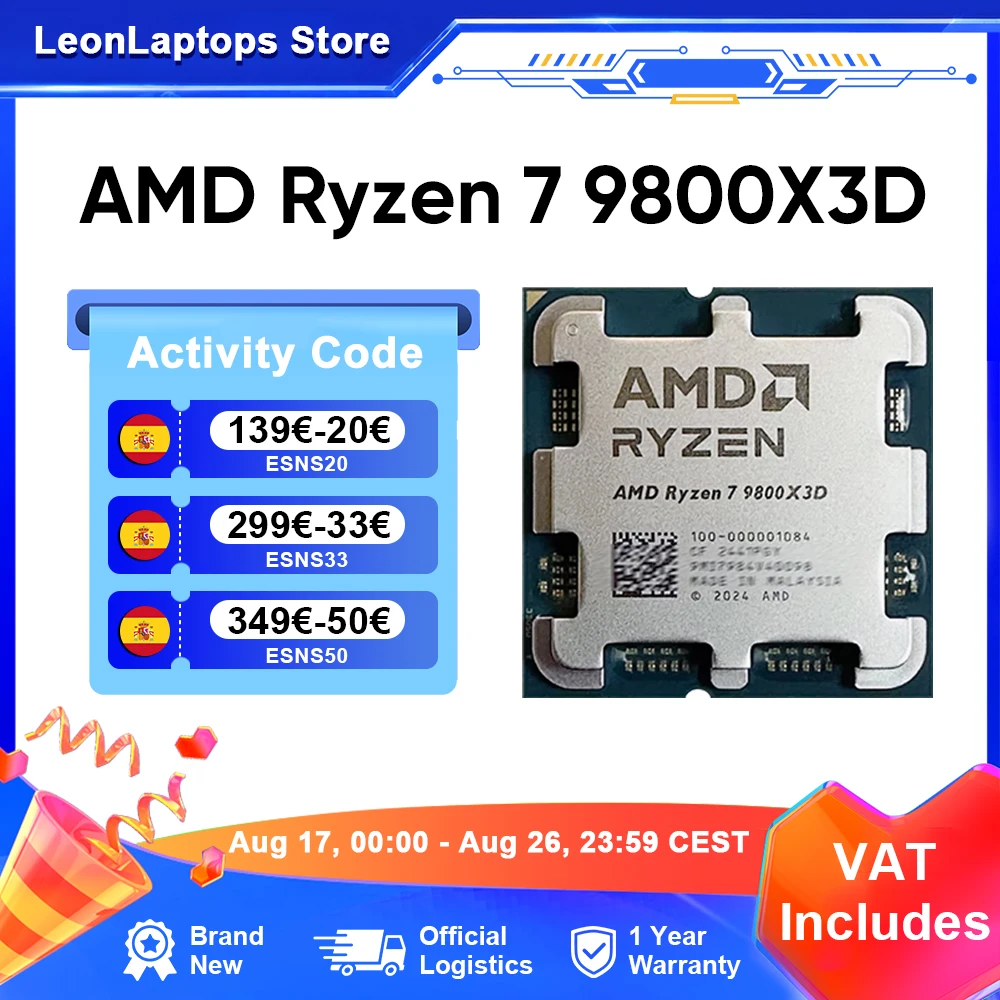 AMD Ryzen 7 9800 x3d procesor 8-rdzeniowy 16 wątek 104MB pamięci podręcznej pamięci podręcznej gry częstotliwość przyspieszania 9800 x3d V-procesor gier 5.2GHz CPU