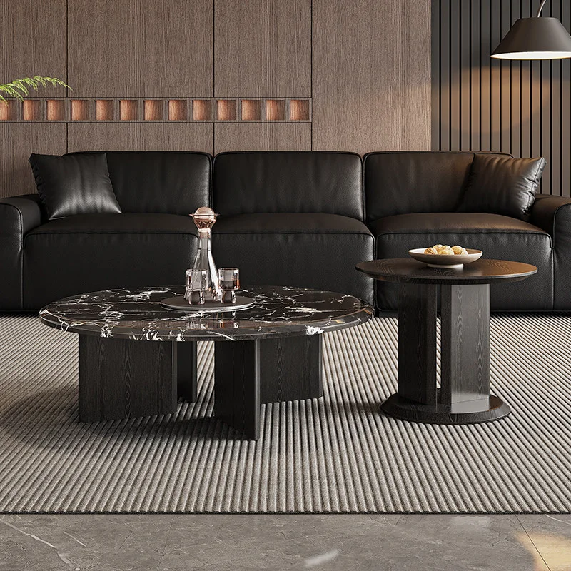 Double Japandi Coffee Table Black Modern Luxury Decor Coffee Table Storage Nesting Meubles Maison Living Room Furniture