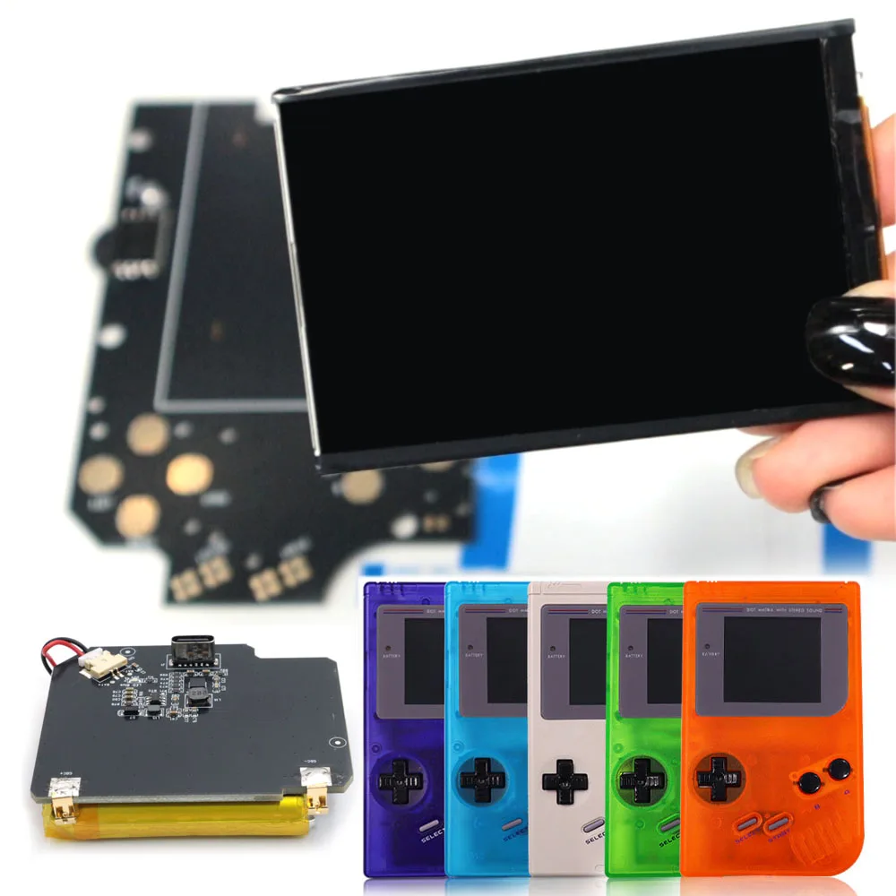 hispeedido-for-game-boy-dmg-ips-screen-v5-lcd-kits-w-rechargeable-shell-housing-accessories，36-colors-high-brightness-backlight