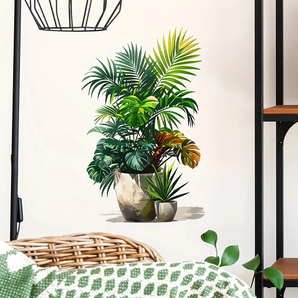 MT1199# Potted Plants Stickers, Art Wall for Home, Cabinet, Door,Toilet,Decoration, Vinyl Car Decals, Outdoor Indoor Use
