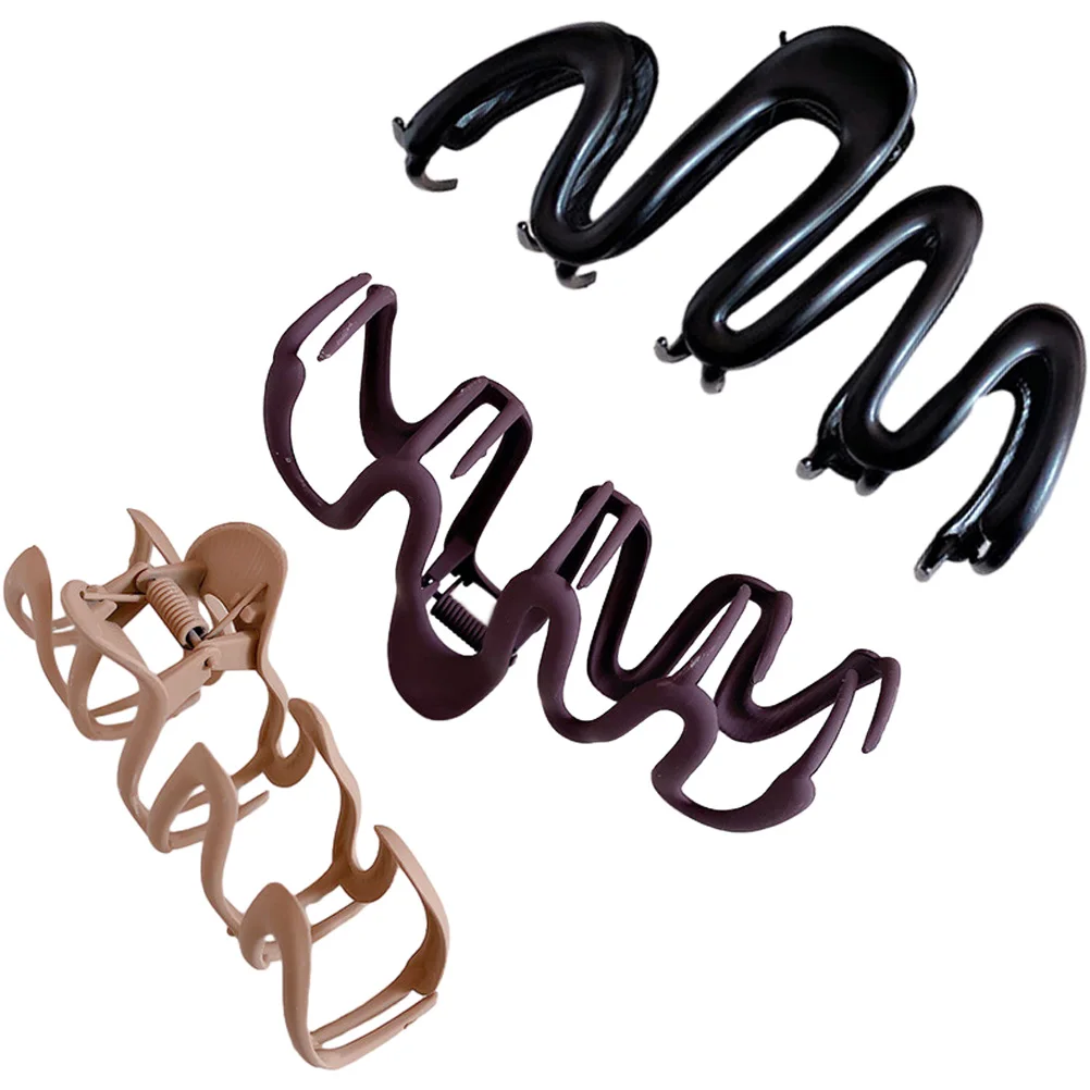 

3pcs Frosted Claw Clips Chocolate Caviar Black Hair Accessories Large Clips Thick Thin Hair Styling Jaw Plastic