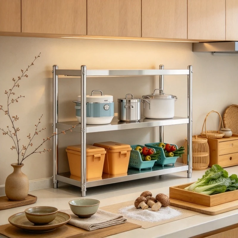 Stainless Steel Storage Shelf Rack Shelving Unit Organizer Heavy Duty Adjustable for Pantry Kitchen Balcony Warehouse