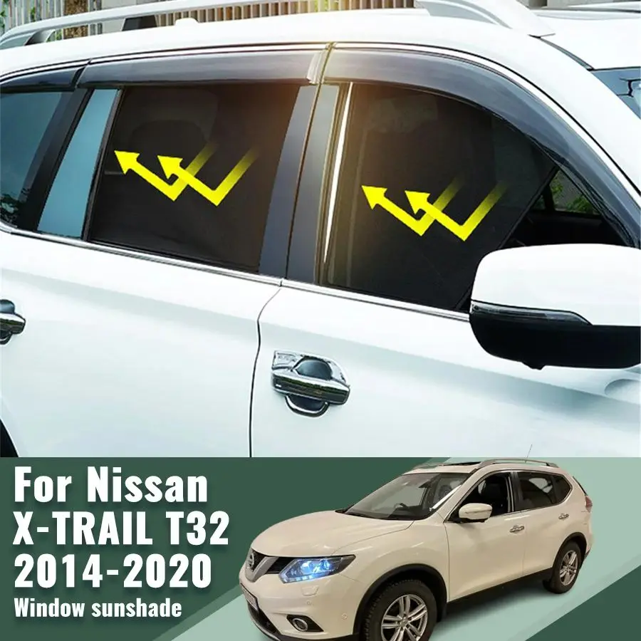 

For Nissan X-TRAIL T32 2014-2020 Side Window Sun Shade Visor Magnetic Car Sunshade Front Rear Windshield Frame Curtains Shield