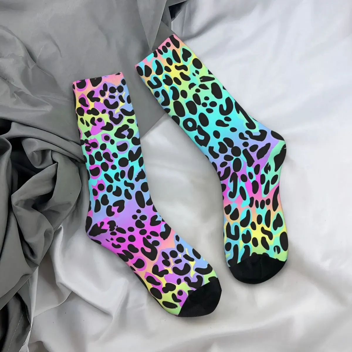 Neon Leopard Print Pattern Unisex Winter Socks Hiking Happy Socks street style Crazy Sock