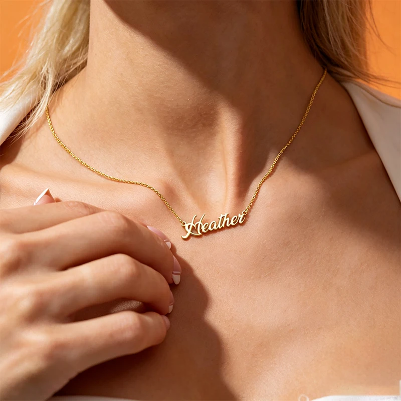 Personalized Your Name Pendant Simple Necklace Gift Stainless Steel Woman Girls Fashion Name Customized Choker Necklace Jewelry