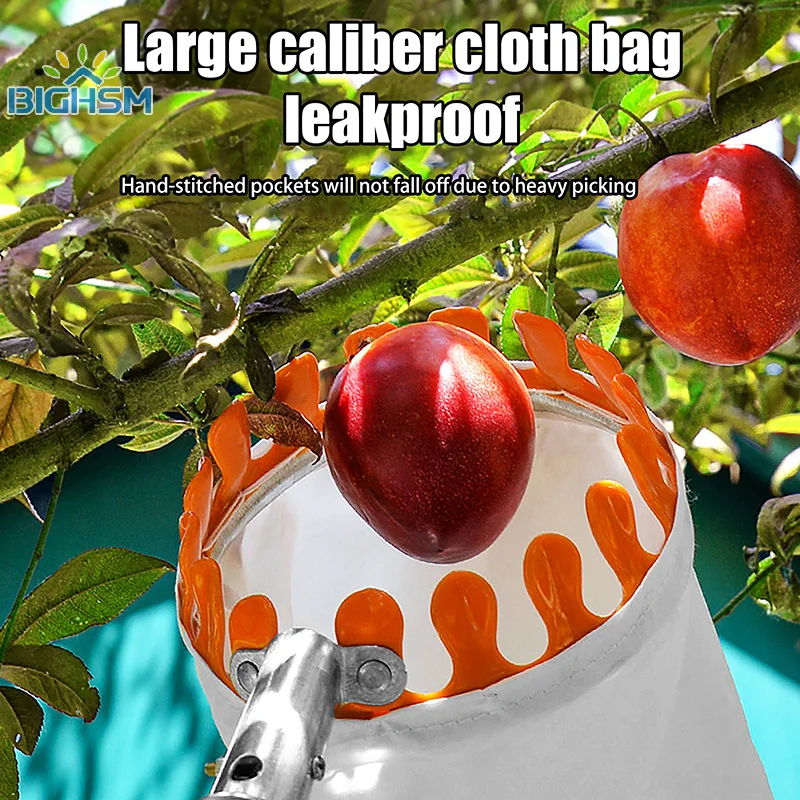 1Pc Fruit Harvester Fruit Picking Tool With Storage Bag Stainless Steel Fruit Picker Tool Tree Fruit Catcher Farm Supplies