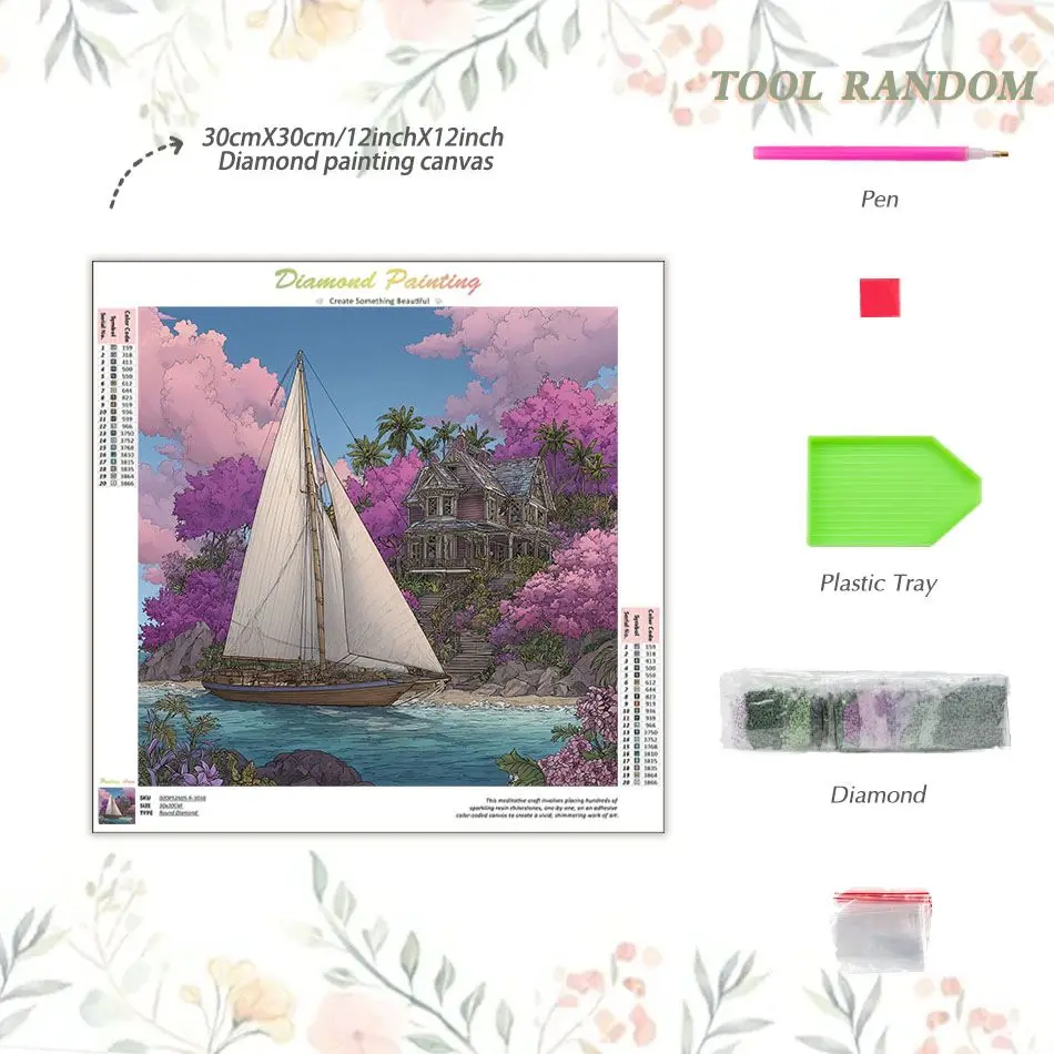 CHENISTORY Sailboat Diamond Painting Kits Home Decor Diamond Art Kits Scenery Diamond Art For Adults Artwork