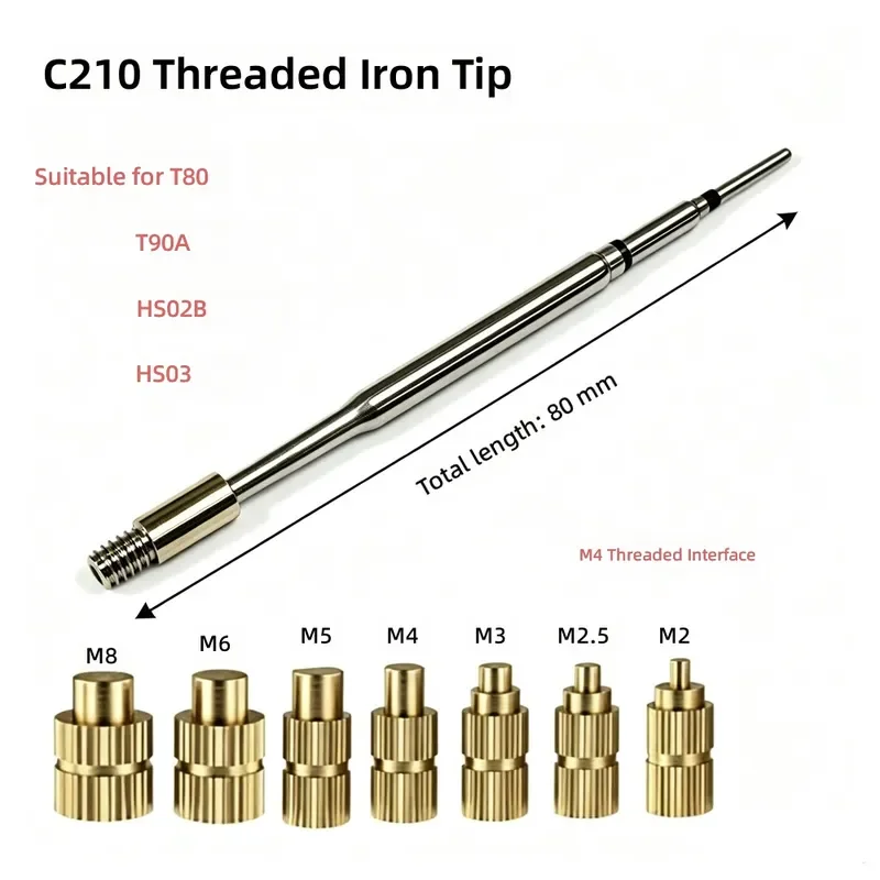for C210 T80 T90A Electric Soldering Iron Heating Core Portable Soldering Iron Head 3D Hot Melt Nut M2-M8 Hot Press Head