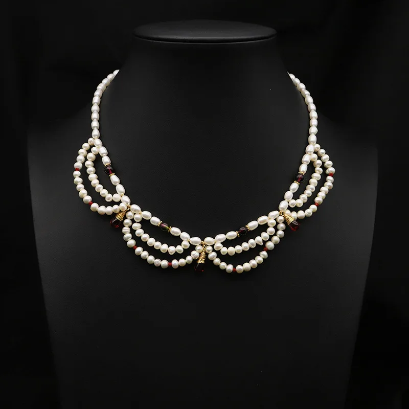 Natural Freshwater Pearl Necklace With A Floral Tassel Design, A Delicate Clavicle Chain