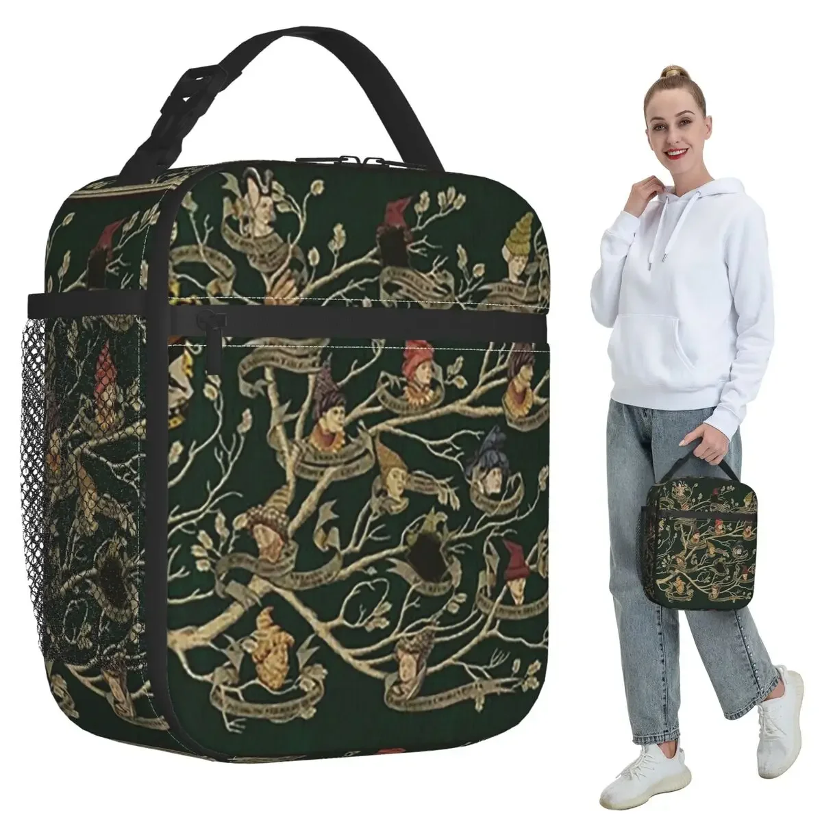 Noble House Of Black Family Tree Insulated Lunch Bag Women Office Cooler Thermal Food Box Tote Portable Lunch Boxes Container